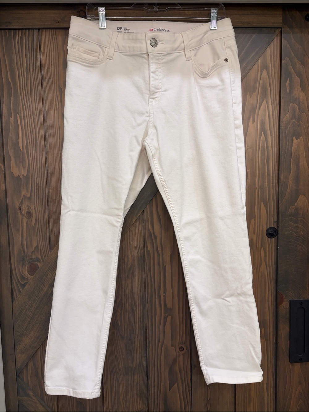 Liz Claiborne White Women's Sara Slim Leg Mid-Rise Jeans